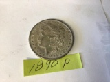 1890 P Morgan US Dollar coin. Coin is 90% Silver