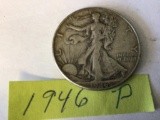 1946 P Walking Liberty US Half Dollar in circulated condition, 90% Silver