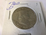 1960 D Franklin Half Dollar in circulated condition, 90% Silver