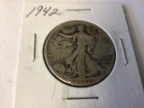 1942 P Walking Liberty Half Dollar in circulated condition, 90% Silver