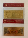 $10000 and $5 24K GOLD Plated Foil Novelty Bill Gold Banknotes