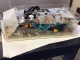 Plastic Box number 2 full of costume jewelry, necklaces, bracelets and earrings