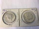 Lot of 2 1964 P Kennedy Half Dollar in uncirculated condition 90% Silver