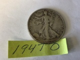 1947 O Walking Liberty US Half Dollar in circulated condition, 90% Silver