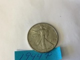 1944 P U.S. Walking Liberty Half Dollar in circulated condition, 90% Silver