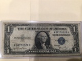 1935 D $1.00 Blue Seal U.S. Bill in circulated condition serial number A98770326G