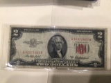 1953 A $2.00 Red Seal.U..S. Bill in circulated condition serial number A52011669A