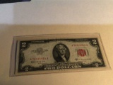 1953 C $2.00 Red Seal.U..S. Bill in circulated condition serial number A76720914A