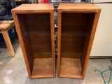 Lot of 2 Wood Shelving Units with 2 Glass Shelves