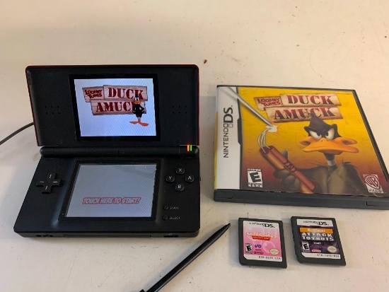 Nintendo DS Lite Red Console with Charger and 3 Games