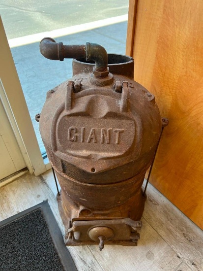 Antique Cast Iron Caboose water heater by Giant