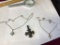 Lot of three jewelry pieces, two necklaces and old English style cross pendant