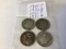 Lot of 4 Roosevelt Dimes in circulated condition , 90% Silver