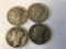 Lot of 4 Mercury Dimes, 1939 P&D, 1945 D &1923 ? circulated condition 90% Silver