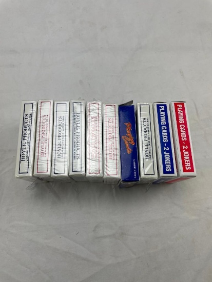 10 decks of playing cards; 7 unopened