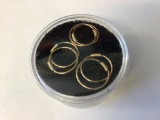 14K Gold lot of Three Sleeper Rings in round container .83 g total weight