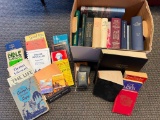 Box lot of Christian, LDS, and religious books; paperback and hardcover