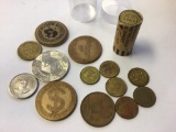 Lot of Various Tokens In different sizes, materials and what they were used