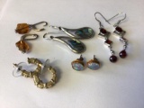 Lot of five Gold & Silver Tone Costumes Earrings for pierced ears. Each one has various stones