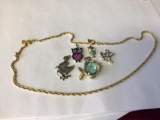 Lot of Five Unique Pendants along with nice 18 inch Rope...Goldtone Necklace...