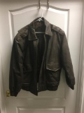 Roundtree and Yorke heavy leather bomber-style jacket; Sz. L