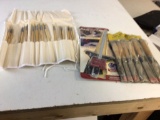 Lot of three handyman items, 6pc Wood Chisel Set, Milescraft SawGuide and Lot of Paint Brushes