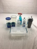 Lot of miscellaneous supplies: cleaning, plastic storage, and more; no shipping