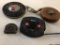 Lot of four tape measure, one vintage, two 100 foot and vintage 25? small tape measure