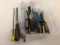 Lot of screwdrivers including Phillips, Flat Head and one Pry Screwdriver