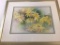 Framed Painting of Yellow Daisies signed by Patsy Edwards Rich. Glass has crack lower right corner