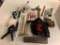 Lot of misc Handyman Tools- tape Measures, Backbrace, Rulers and more