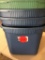 Four 17? x 24? x 16? Totes with lids, color 3 Blue and 1 Green.