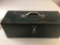 Tool box with various tools inside, wrenches & screwdrivers, pliers & cresent wrenches.
