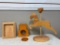 Unfinished wood craft projects: bear frame, shadow box, carousel horse