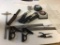 Lot of Measuring tools, includes four angle (one is vintage), two tape measures, two protractors ,