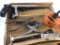 Lot of Miscellaneous Tools, 2 Leather Hole Punch, 2 Saws, Large Drill, Hand Paint Mixer,
