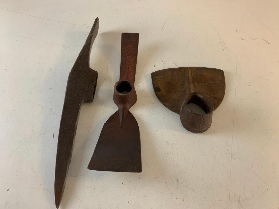 Lot of 3 Vintage Pick Axe Heads Only