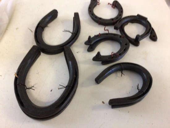 Lot of six pairs of Horseshoes, includes two large pairs, one medium & three pair of small size.