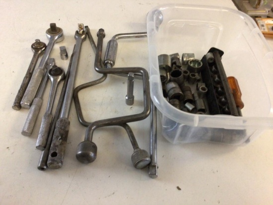 Large lot of sockets, ratchets, breaker bars, extensions, adapters and three swivel speed drivers.