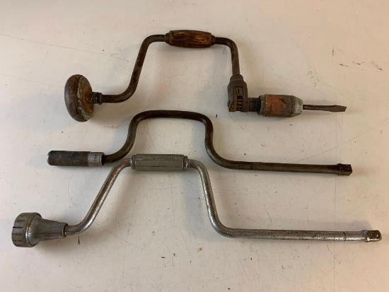 Lot of 3 Vintage Hand Crank Drills
