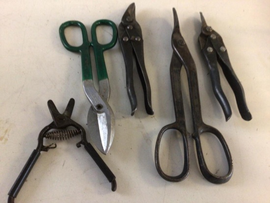 Lot of five metal shears from 6? to 13?