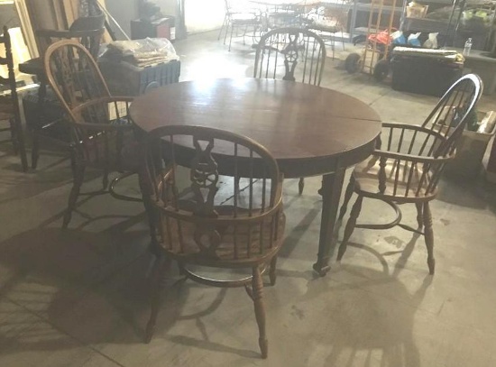 Wooden Round Table with 4 Wooden Chairs