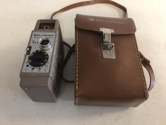 Vintage Bell & Howell One-Nine 8 M.M. movie Camera with original leather case.