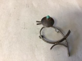 Sterling Silver Broken Bird Pin with Turquoise Eye. 3.87 g total weight.