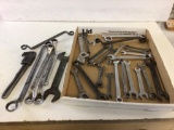 Large lot of various wrenches, including combination, open end, crescent and pipe wrenches