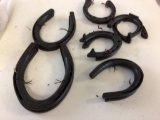 Lot of six pairs of Horseshoes, includes two large pairs, one medium & three pair of small size.