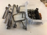 Large lot of sockets, ratchets, breaker bars, extensions, adapters and three swivel speed drivers.