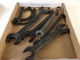 Lot of 8;Vintage Wrenches, 4 Open End Wrenches, 2 Combo & 2 C Shaped Combo Wrenches