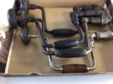 Lot of Four vintage Crank Type Hand Drills with Black Wood Handles