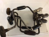 Lot of Four vintage Crank Type Hand Drills with Black Wood Handles